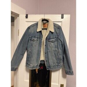 Levi Strauss & Co. Jean Jacket Mens Size M Blue Button Sherpa Lined